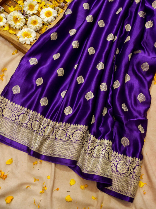 Pure Banarasi Handloom Mashru Jangla Boota Saree