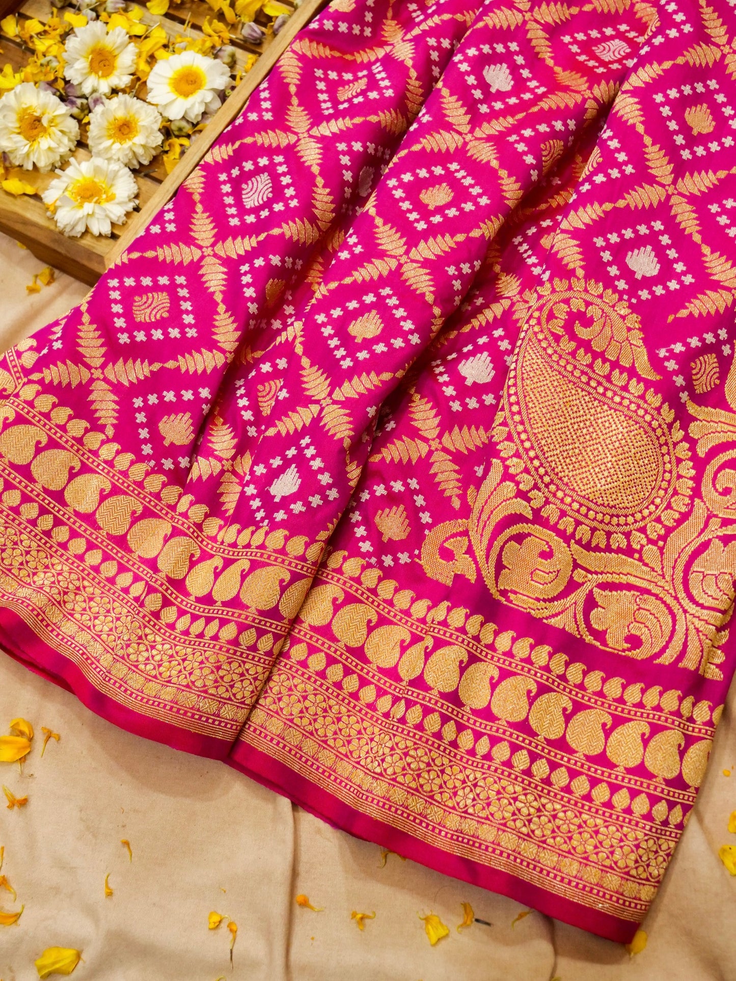 Pure Banarasi Handloom Katan Real Zari Kadhua Jangla Saree