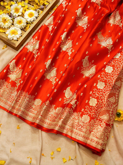 Pure Banarasi Handloom Satin Jangla Saree
