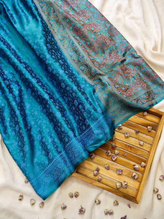 Pure Banarasi Handloom Katan Pashmina Tanchui Saree