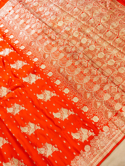 Pure Banarasi Handloom Satin Jangla Saree