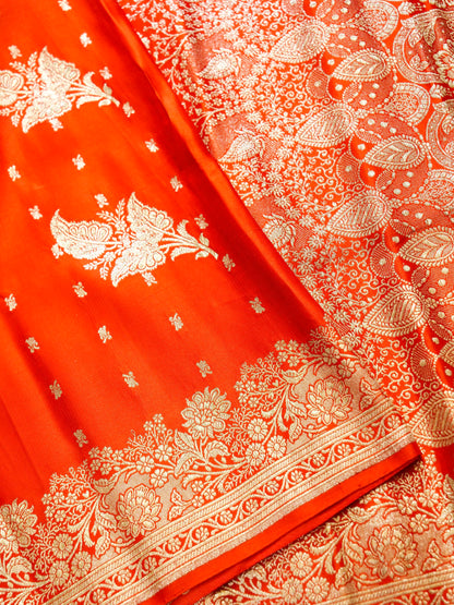 Pure Banarasi Handloom Satin Jangla Saree