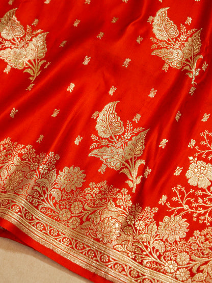 Pure Banarasi Handloom Satin Jangla Saree