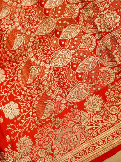 Pure Banarasi Handloom Satin Jangla Saree