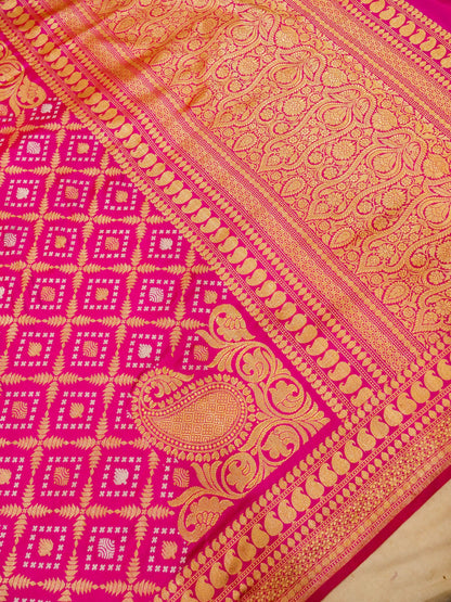 Pure Banarasi Handloom Katan Real Zari Kadhua Jangla Saree