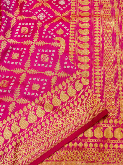Pure Banarasi Handloom Katan Real Zari Kadhua Jangla Saree