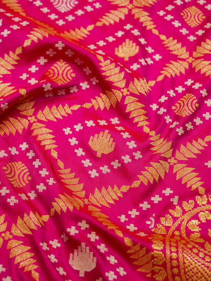 Pure Banarasi Handloom Katan Real Zari Kadhua Jangla Saree