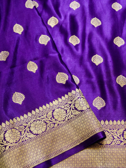 Pure Banarasi Handloom Mashru Jangla Boota Saree