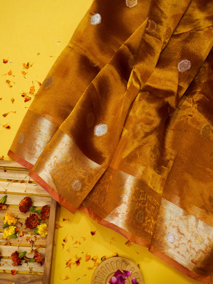 Pure Banarasi Handloom Tissue Cutwork Saree
