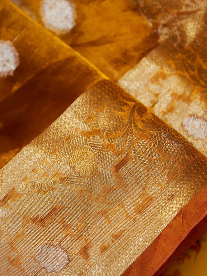 Pure Banarasi Handloom Tissue Cutwork Saree