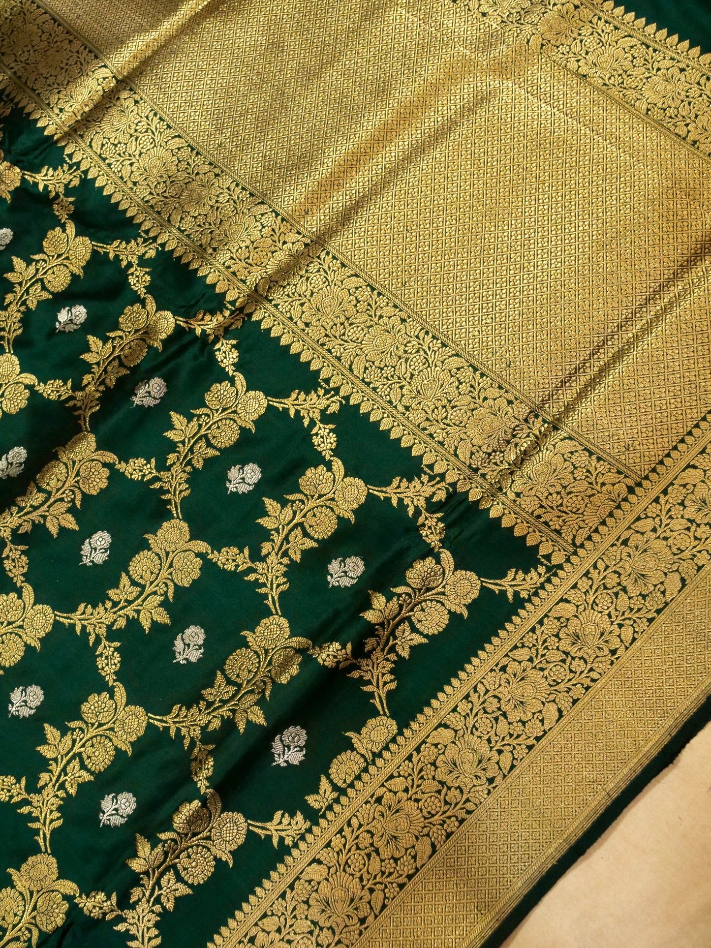 Pure Banarasi Handloom Katan Rupa Sona Kadhwa Jangla Saree