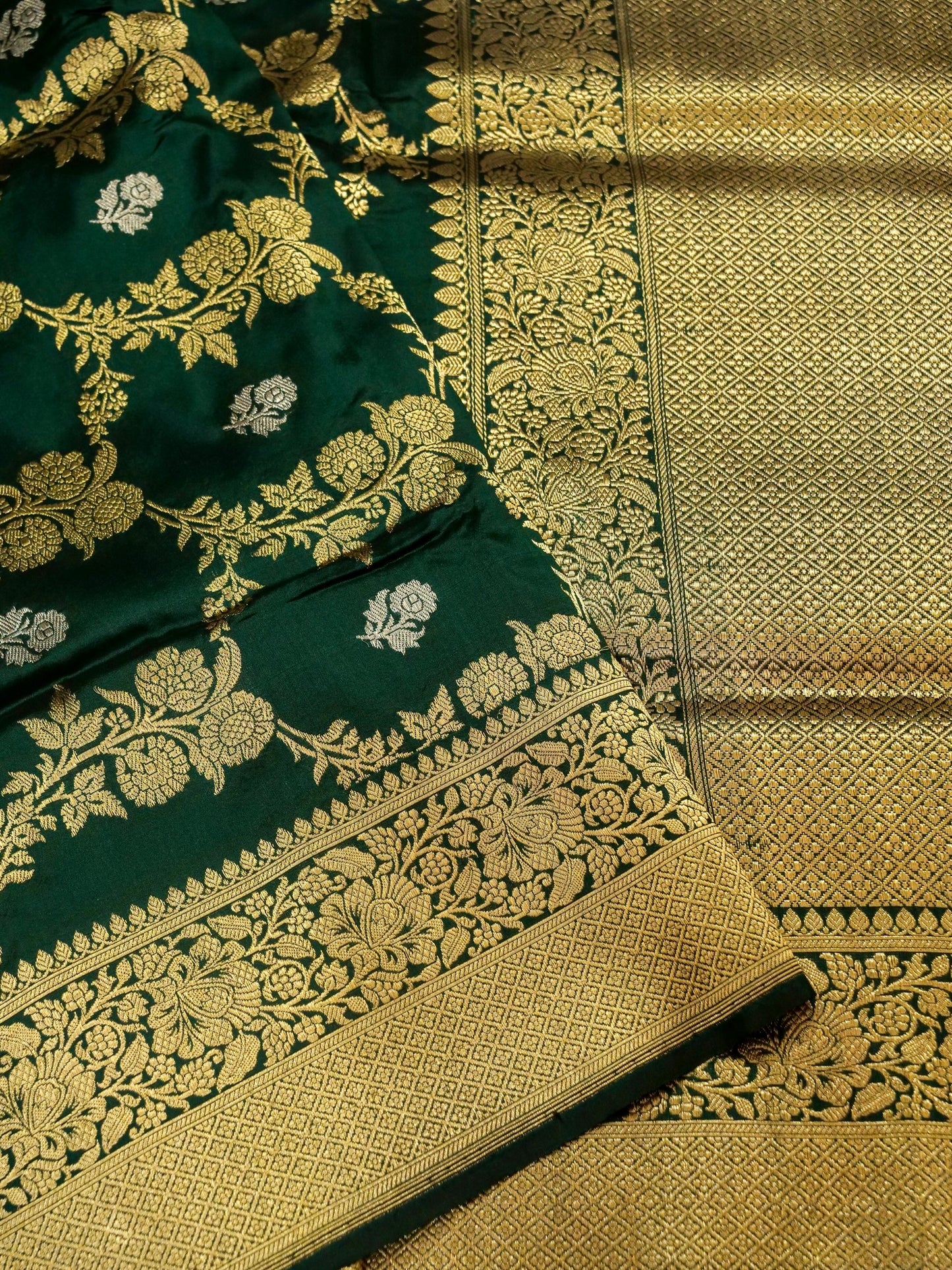 Pure Banarasi Handloom Katan Rupa Sona Kadhwa Jangla Saree