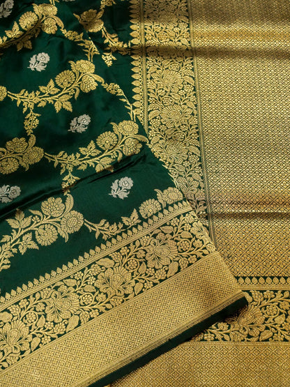 Pure Banarasi Handloom Katan Rupa Sona Kadhwa Jangla Saree