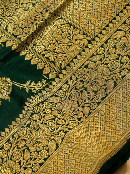 Pure Banarasi Handloom Katan Rupa Sona Kadhwa Jangla Saree