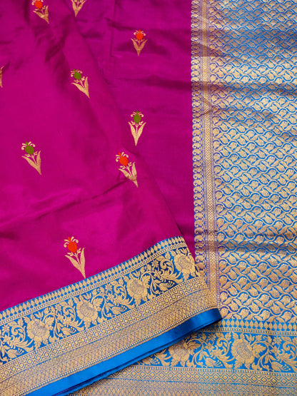 Pure Banarasi Handloom Katan Mina Boota Saree