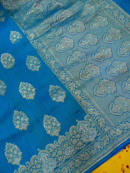 Pure Banarasi Handloom Georgette Desi Tussar Designer Boota Saree