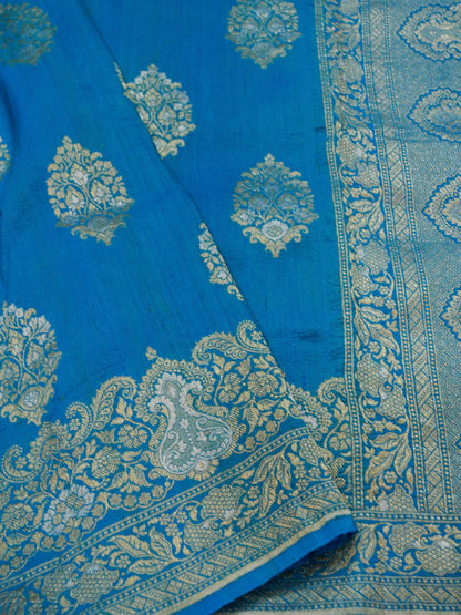 Pure Banarasi Handloom Georgette Desi Tussar Designer Boota Saree
