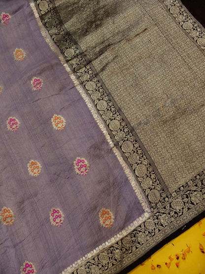 Pure Banarasi Handloom Georgette Desi Tussar Tilfi Boota Saree