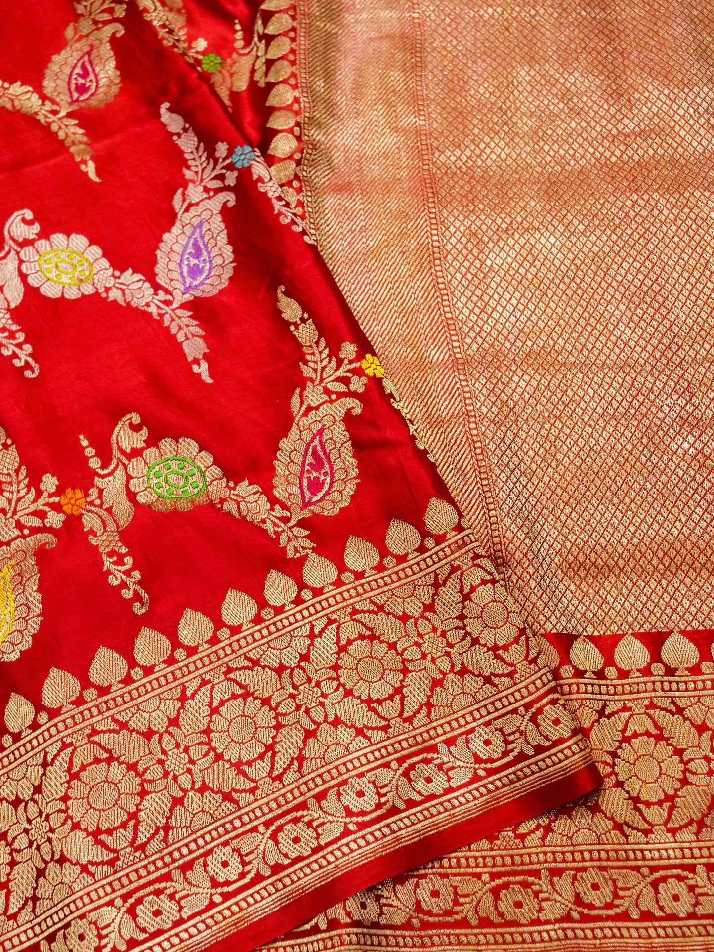 Pure Banarasi Handloom Mashru Kadhwa Saree