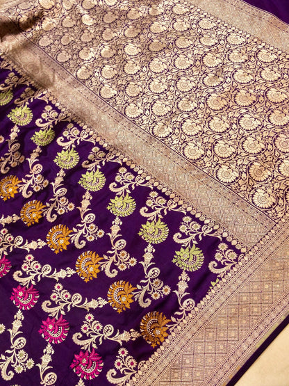 Pure Banarasi Handloom Katan Jamdani Saree