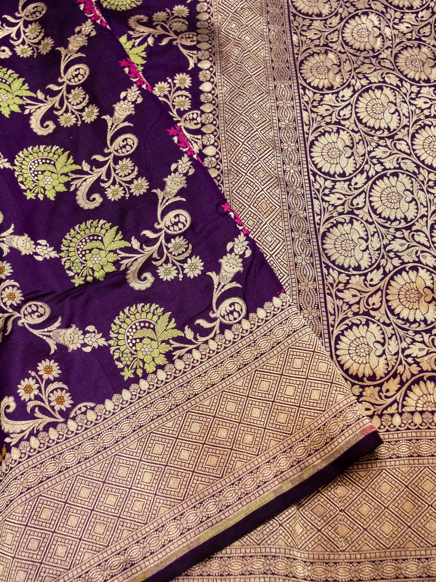 Pure Banarasi Handloom Katan Jamdani Saree