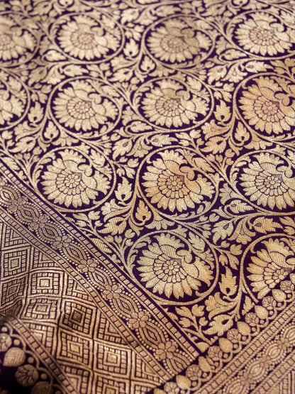 Pure Banarasi Handloom Katan Jamdani Saree