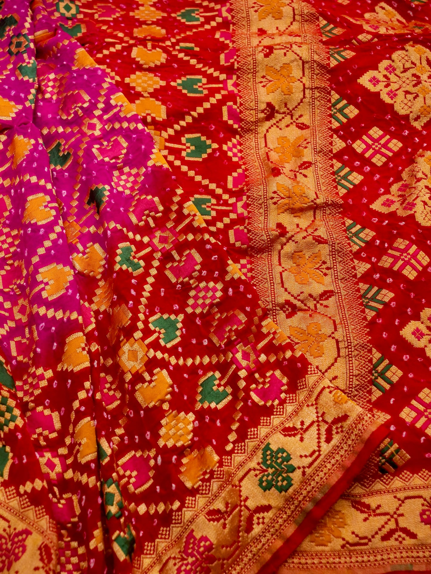 Pure Banarasi Handloom Khaddi Georgette Bandhani Mina Saree