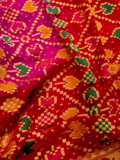 Pure Banarasi Handloom Khaddi Georgette Bandhani Mina Saree