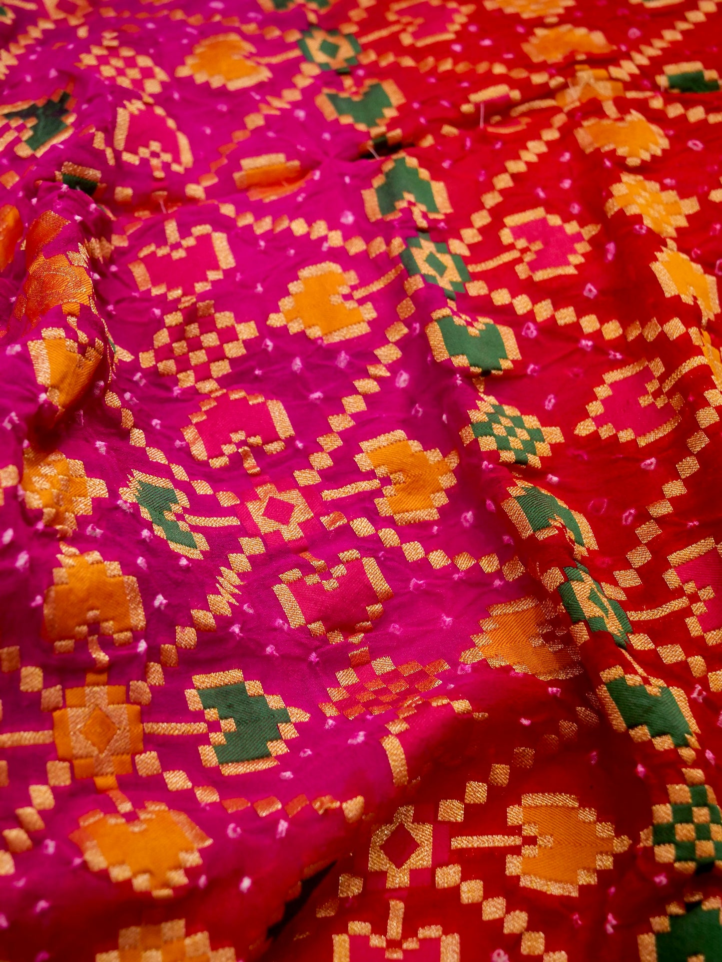 Pure Banarasi Handloom Khaddi Georgette Bandhani Mina Saree