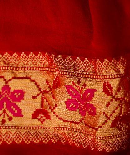 Pure Banarasi Handloom Khaddi Georgette Bandhani Mina Saree