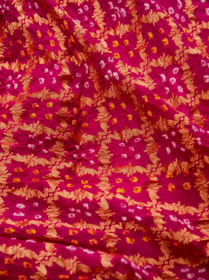 Pure Banarasi Handloom Khaddi Georgette Bandhani Sada Saree
