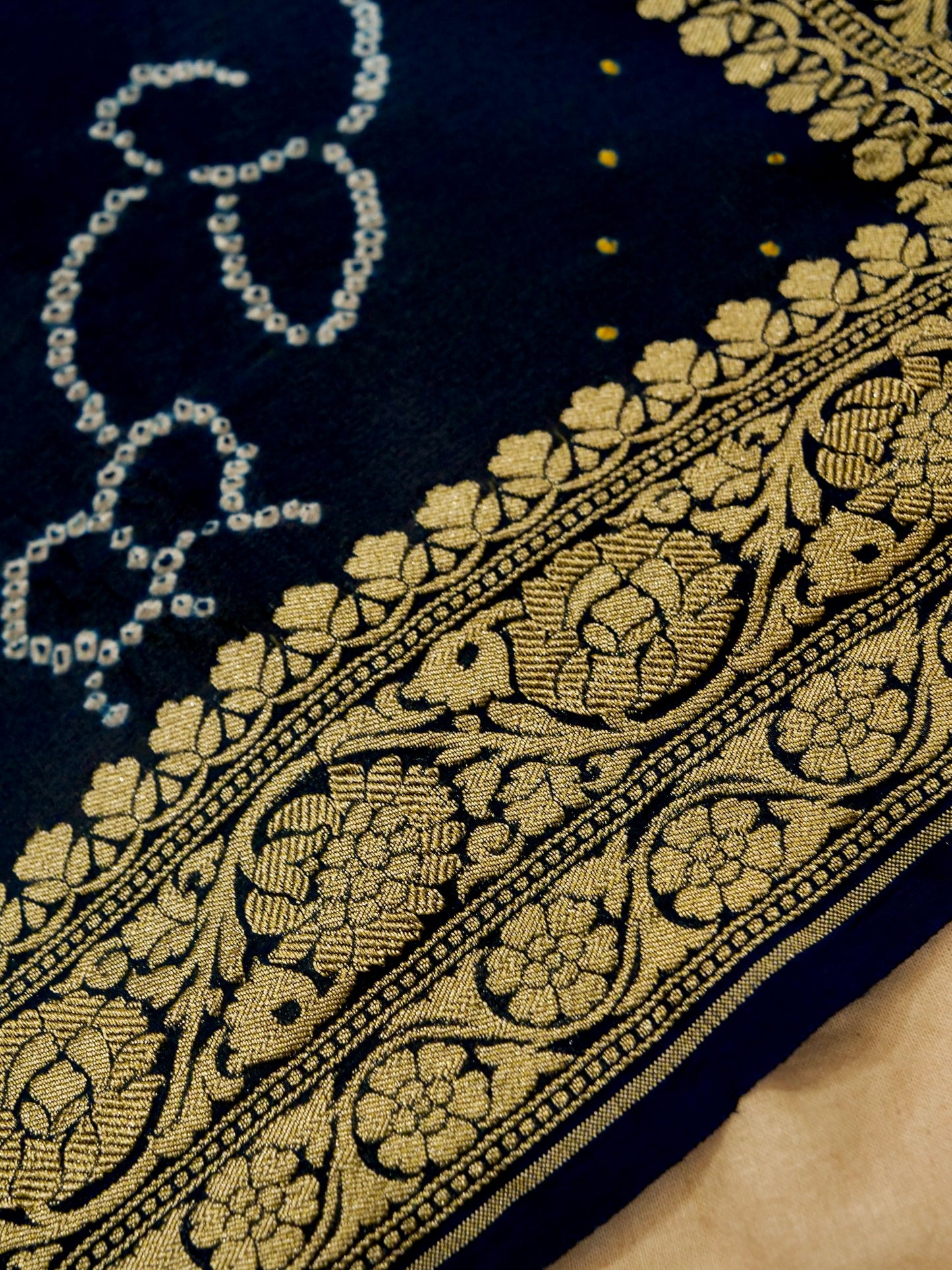Pure Banarasi Handloom Khaddi Georgette Bandhani Rai Saree