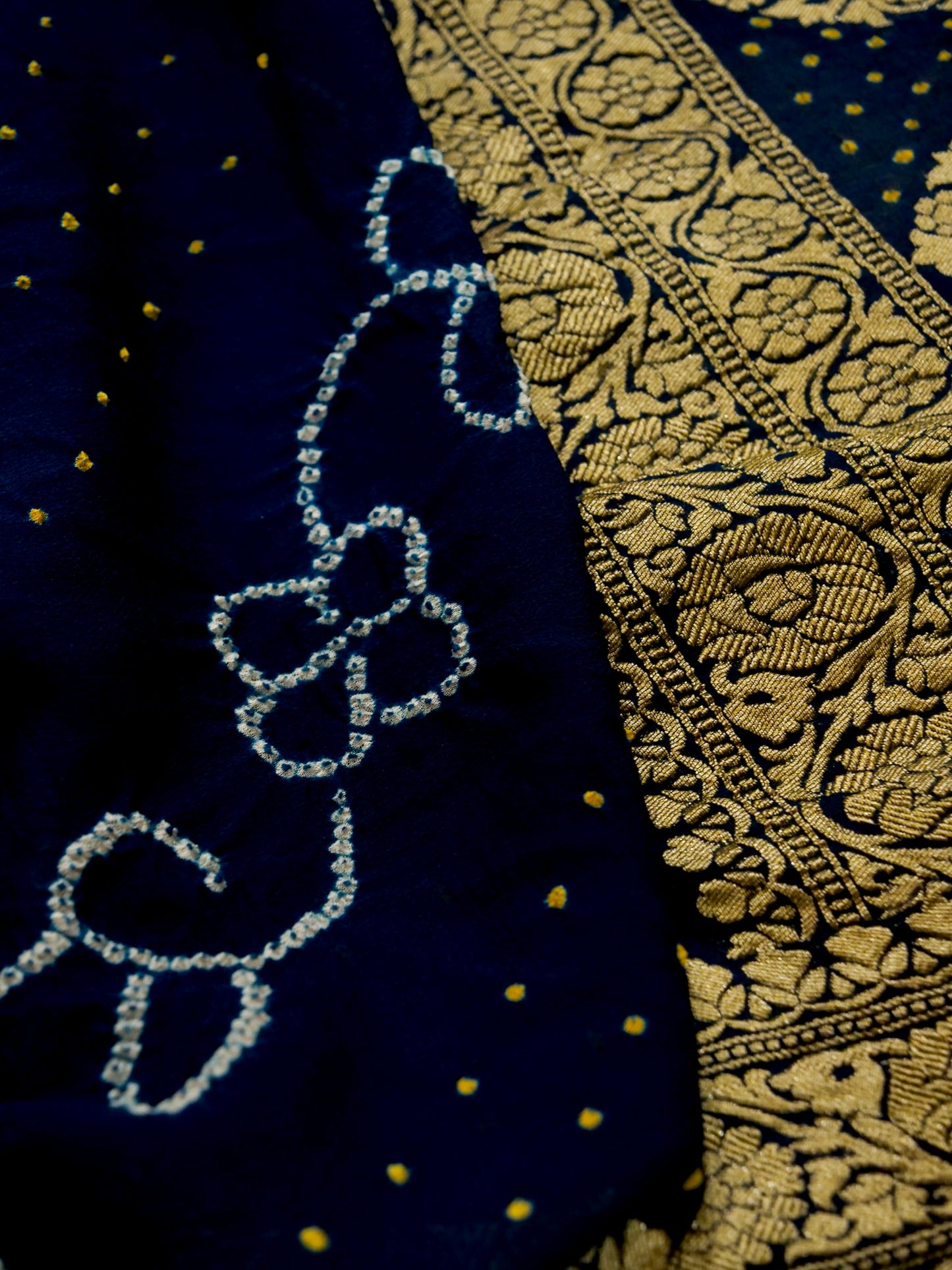 Pure Banarasi Handloom Khaddi Georgette Bandhani Rai Saree