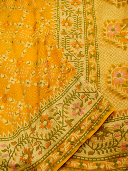 Pure Banarasi Handloom Bandhani Paithani Saree