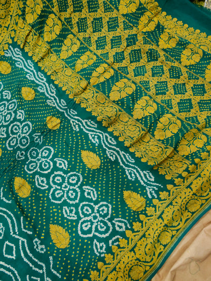 Pure Banarasi Handloom Bandhani Rai Kadhwa Buta Saree