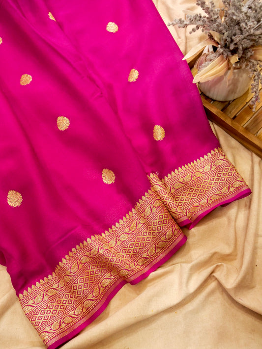 Pure Banarasi Handloom Khaddi Georgette Real Zari Boota Saree