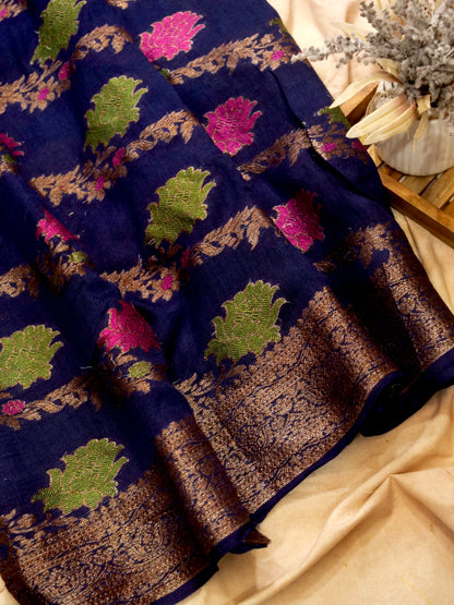 Pure Banarasi Handloom Moonga Georgette Jaal Saree