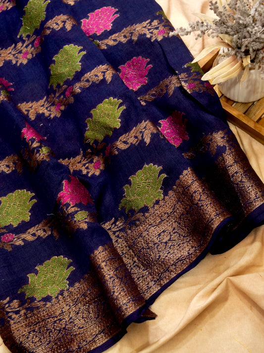 Pure Banarasi Handloom Moonga Georgette Jaal Saree