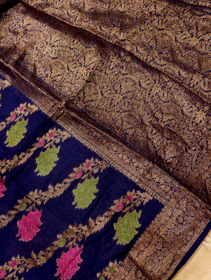 Pure Banarasi Handloom Moonga Georgette Jaal Saree