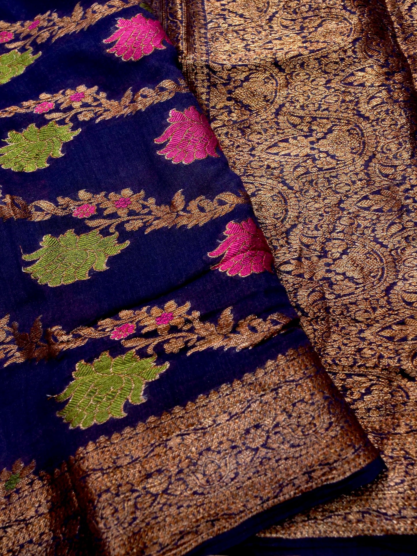 Pure Banarasi Handloom Moonga Georgette Jaal Saree