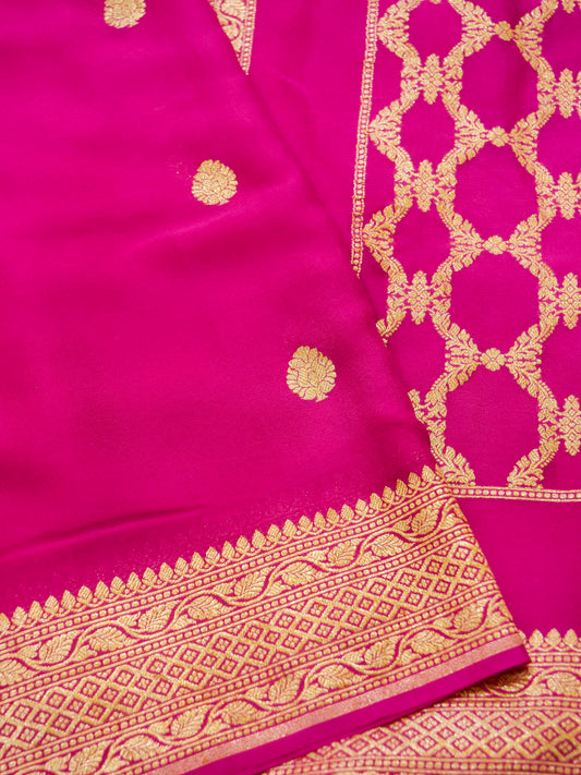 Pure Banarasi Handloom Khaddi Georgette Real Zari Boota Saree