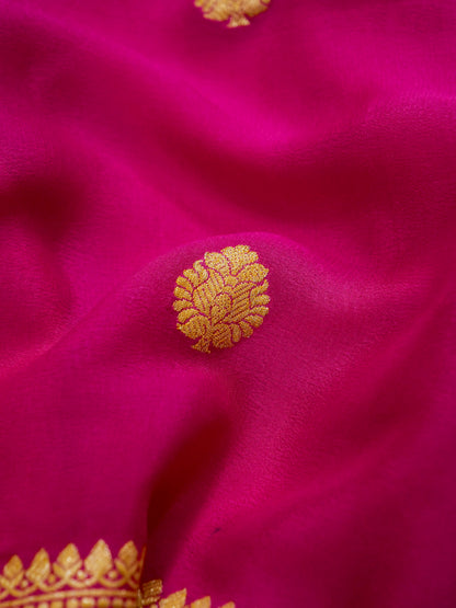 Pure Banarasi Handloom Khaddi Georgette Real Zari Boota Saree