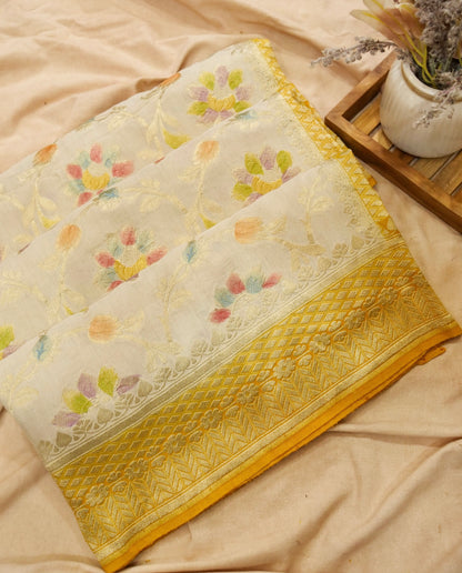 Pure Banarasi Handloom Moonga Georgette Refling Saree