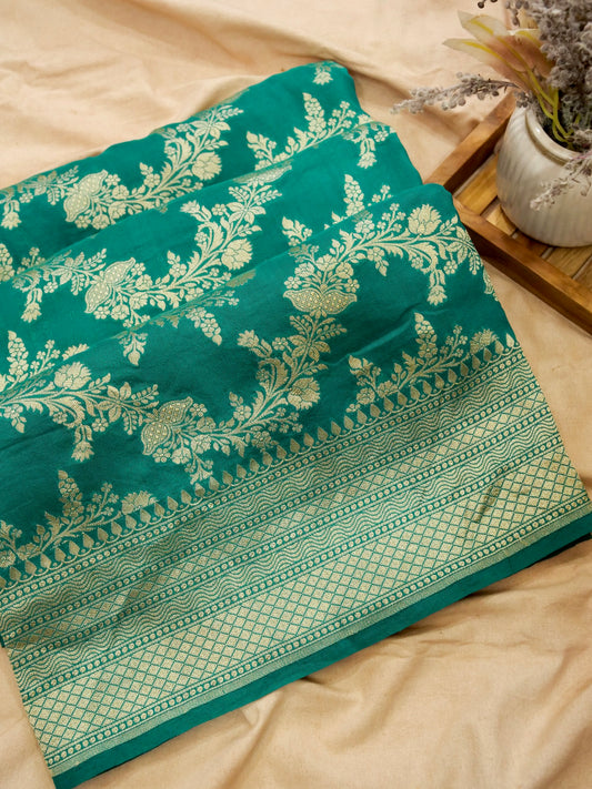 Pure Banarasi Handloom Moonga Georgette Jaal Saree