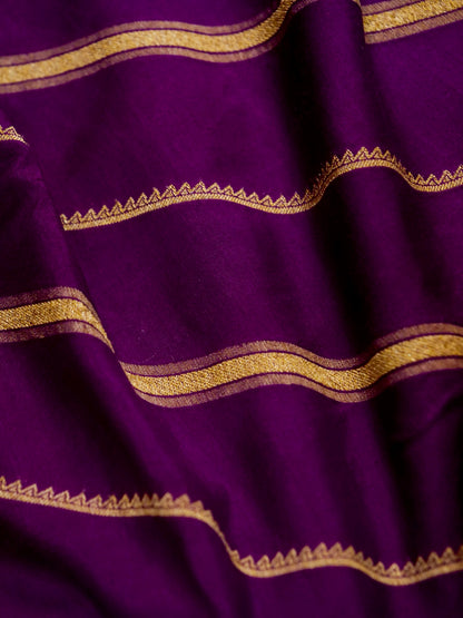Pure Banarasi Handloom Moonga Georgette Striped Saree