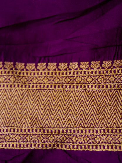 Pure Banarasi Handloom Moonga Georgette Striped Saree