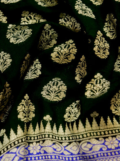 Pure Banarasi Handloom Moonga Georgette Boota Saree