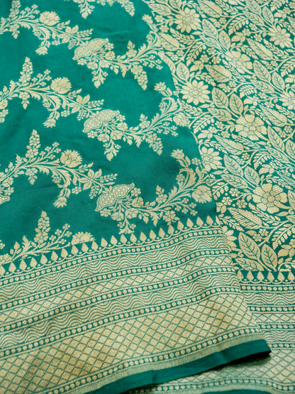 Pure Banarasi Handloom Moonga Georgette Jaal Saree