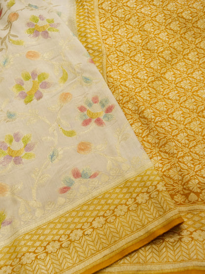Pure Banarasi Handloom Moonga Georgette Refling Saree