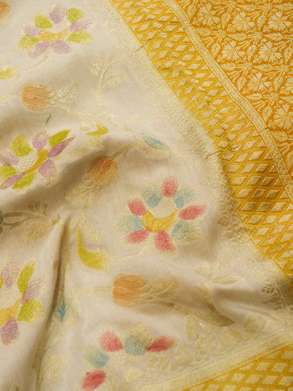Pure Banarasi Handloom Moonga Georgette Refling Saree
